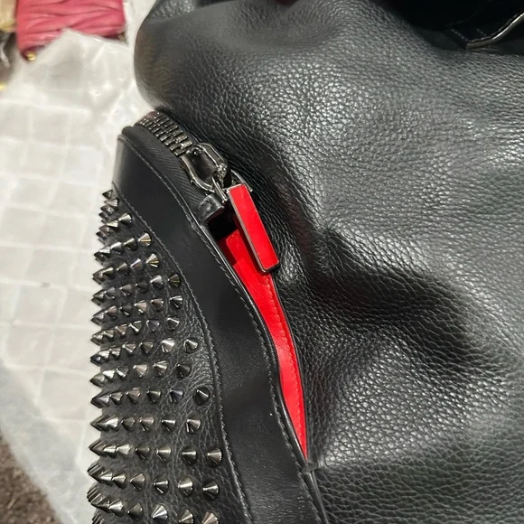 Christian Louboutin Black Studded Backpack with Red Accents - Picture 5 of 13